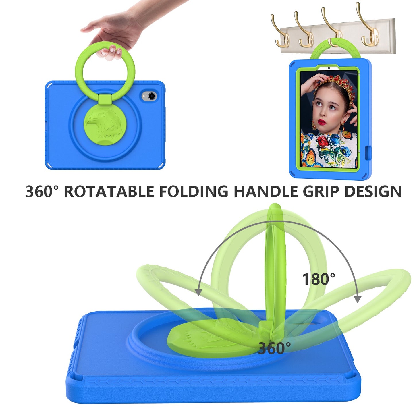 For iPad mini (2021) Portable EVA Case with Shoulder Strap / Waterproof Screen Protector Shockproof Tablet Kickstand Case