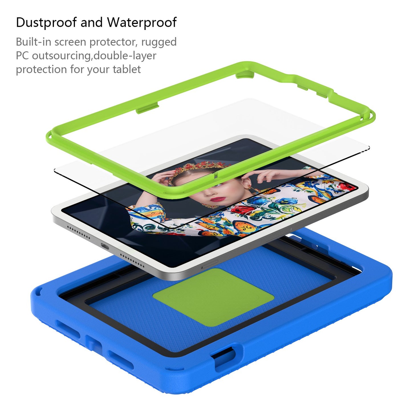 For iPad mini (2021) Portable EVA Case with Shoulder Strap / Waterproof Screen Protector Shockproof Tablet Kickstand Case