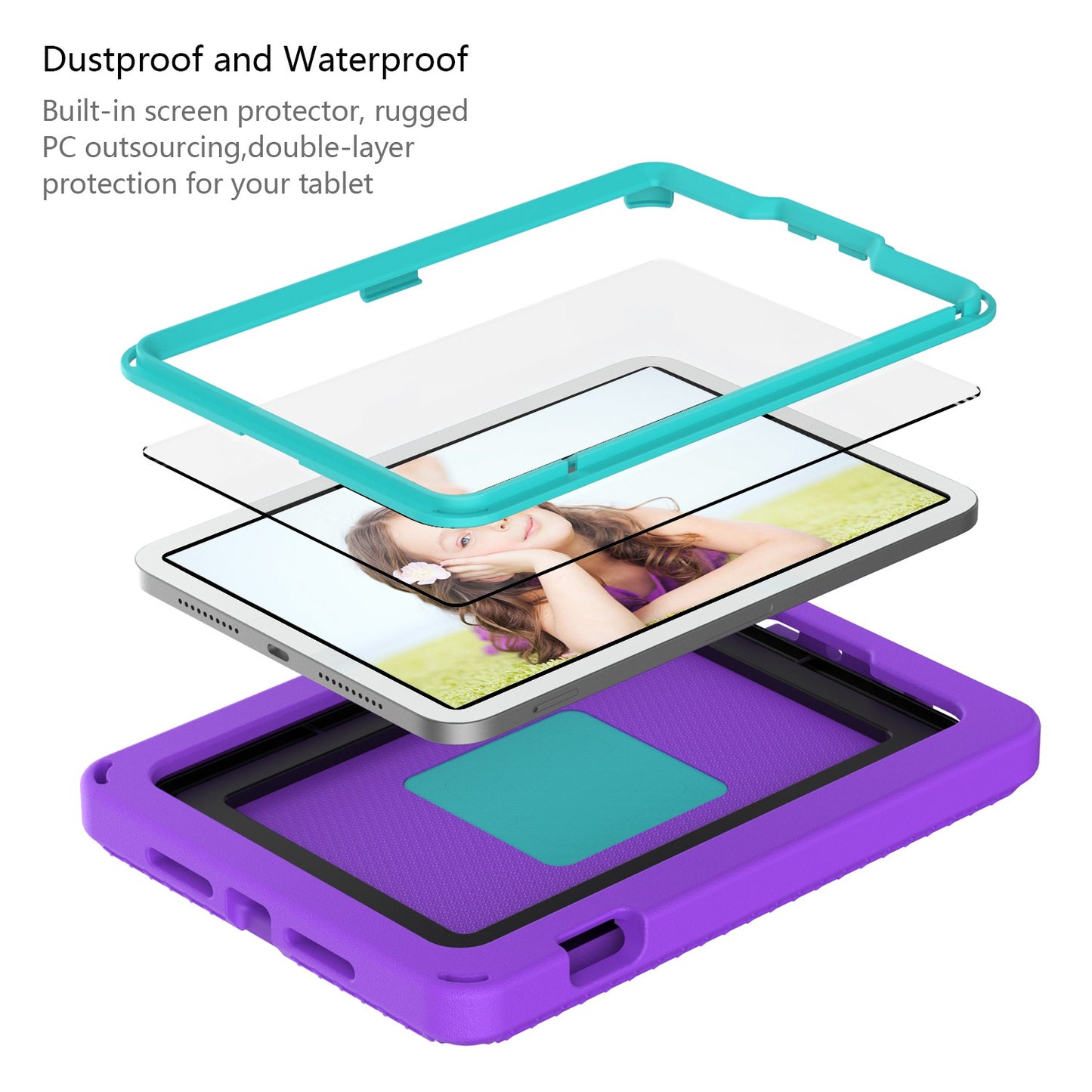 For iPad mini (2021) Portable EVA Case with Shoulder Strap / Waterproof Screen Protector Shockproof Tablet Kickstand Case