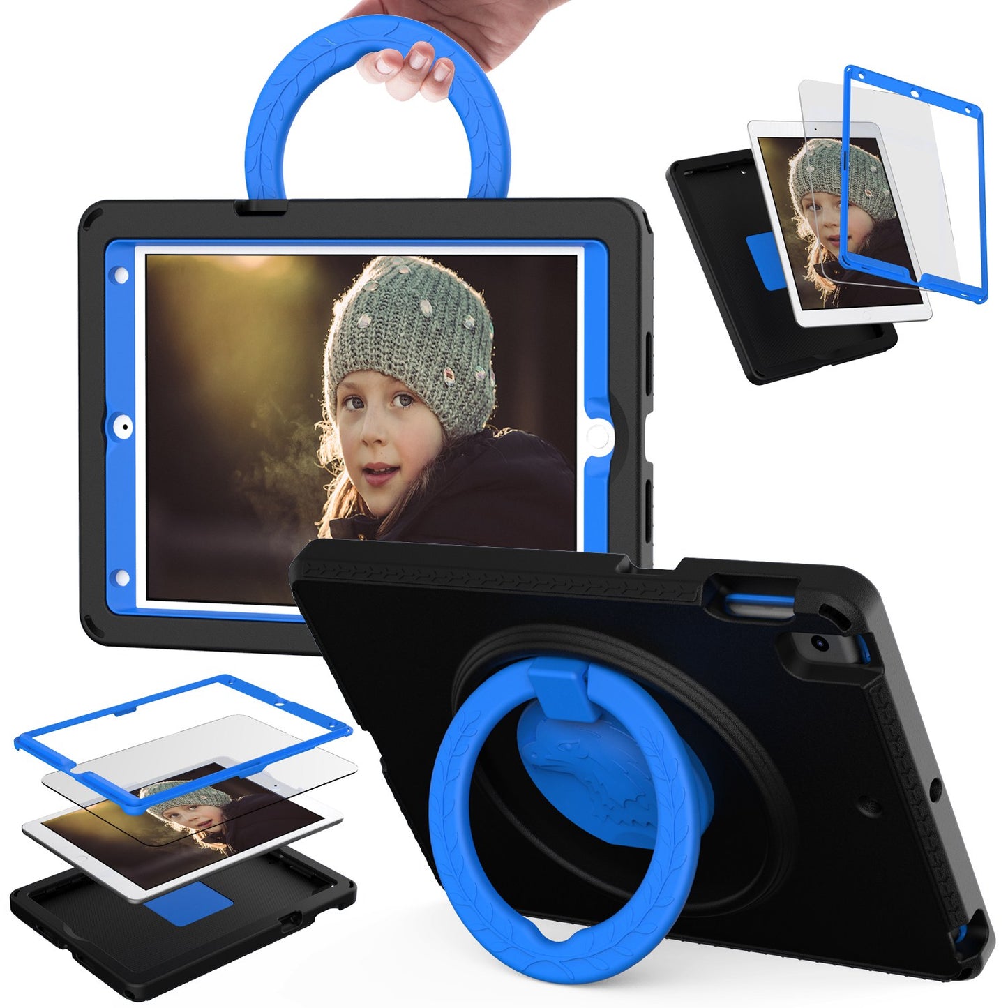 For iPad 10.2 (2019) / (2021) / (2020)  /  Air 10.5 inch (2019) Anti-scratch EVA Case with Shoulder Strap / Waterproof Screen Protector Shockproof Cover Portable Tablet Case