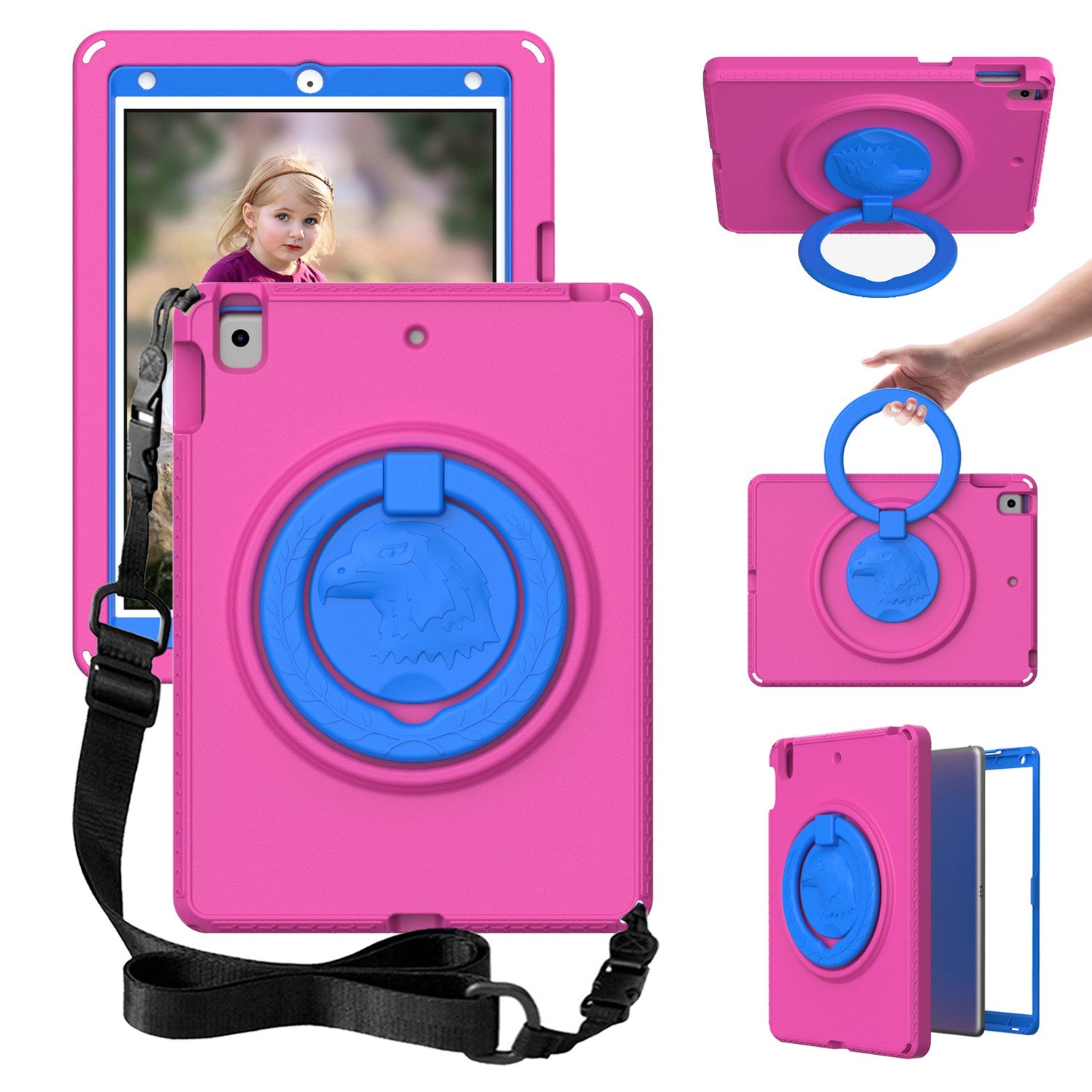 For iPad 10.2 (2019) / (2021) / (2020)  /  Air 10.5 inch (2019) Anti-scratch EVA Case with Shoulder Strap / Waterproof Screen Protector Shockproof Cover Portable Tablet Case