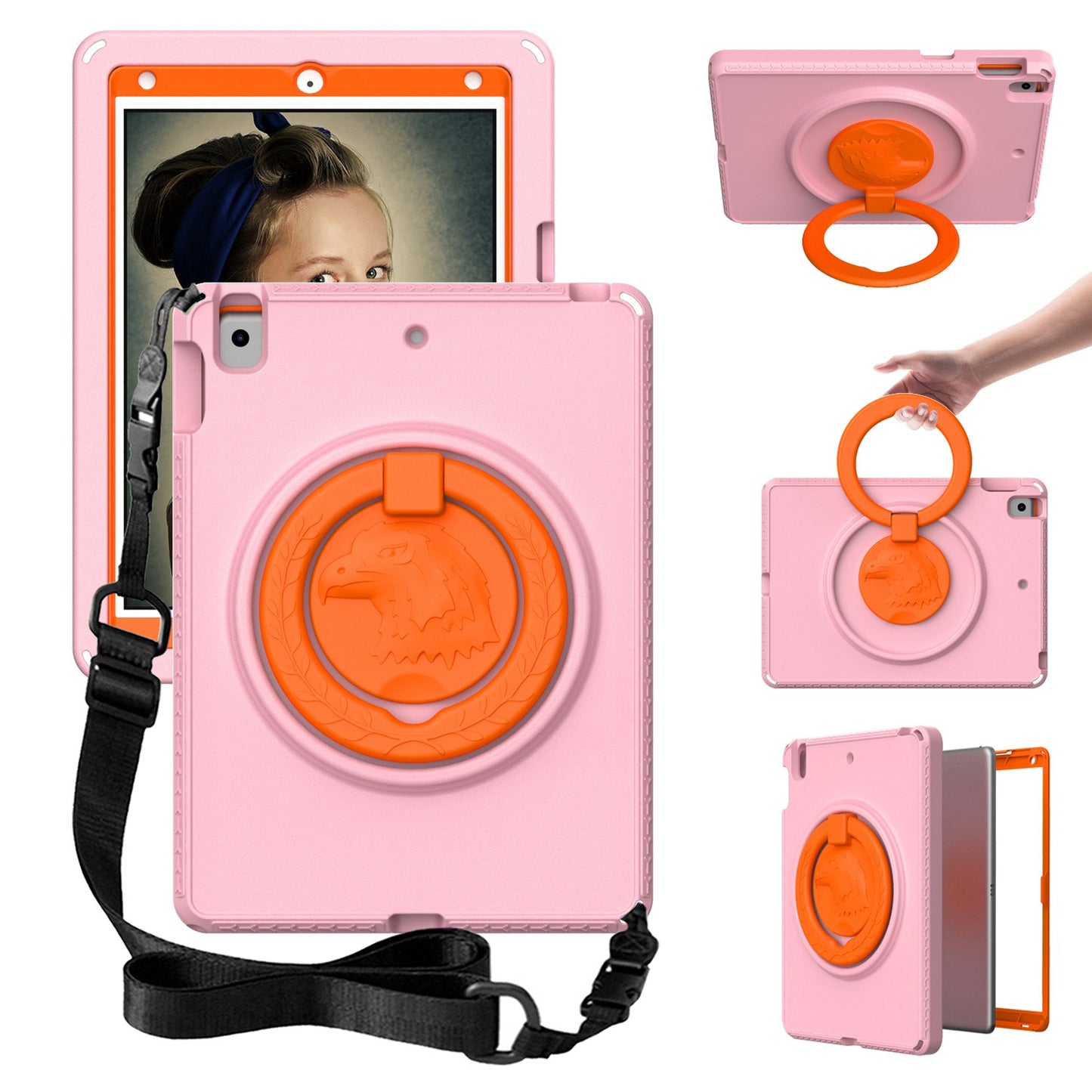 For iPad 10.2 (2019) / (2021) / (2020)  /  Air 10.5 inch (2019) Anti-scratch EVA Case with Shoulder Strap / Waterproof Screen Protector Shockproof Cover Portable Tablet Case