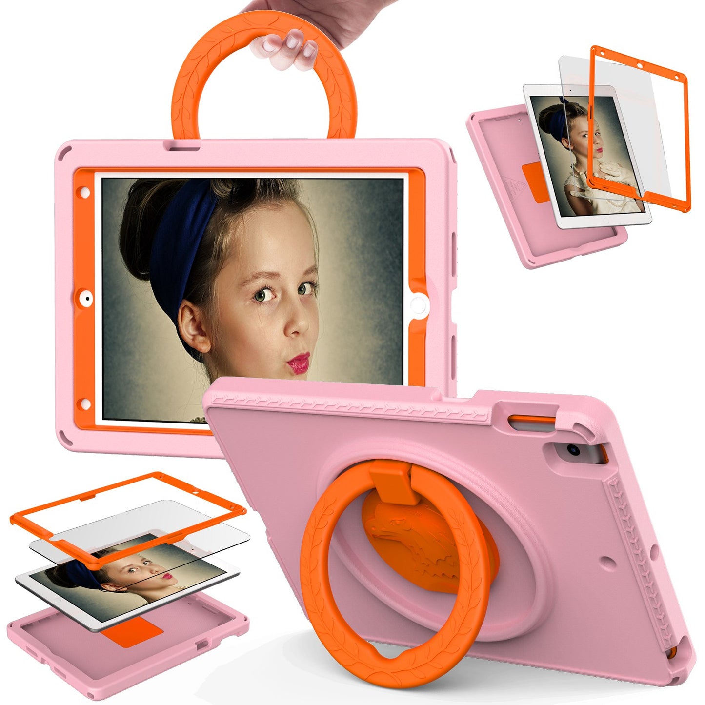 For iPad 10.2 (2019) / (2021) / (2020)  /  Air 10.5 inch (2019) Anti-scratch EVA Case with Shoulder Strap / Waterproof Screen Protector Shockproof Cover Portable Tablet Case