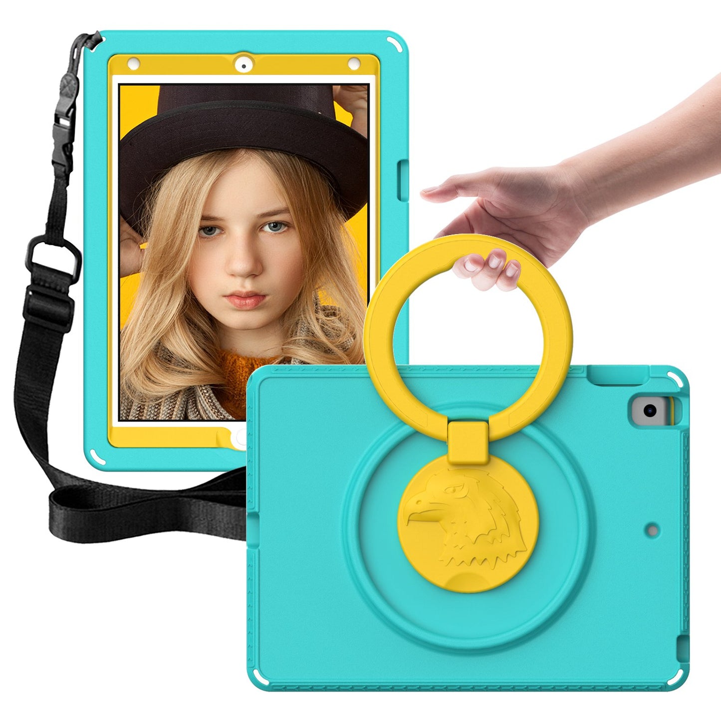 For iPad 10.2 (2019) / (2021) / (2020)  /  Air 10.5 inch (2019) Anti-scratch EVA Case with Shoulder Strap / Waterproof Screen Protector Shockproof Cover Portable Tablet Case