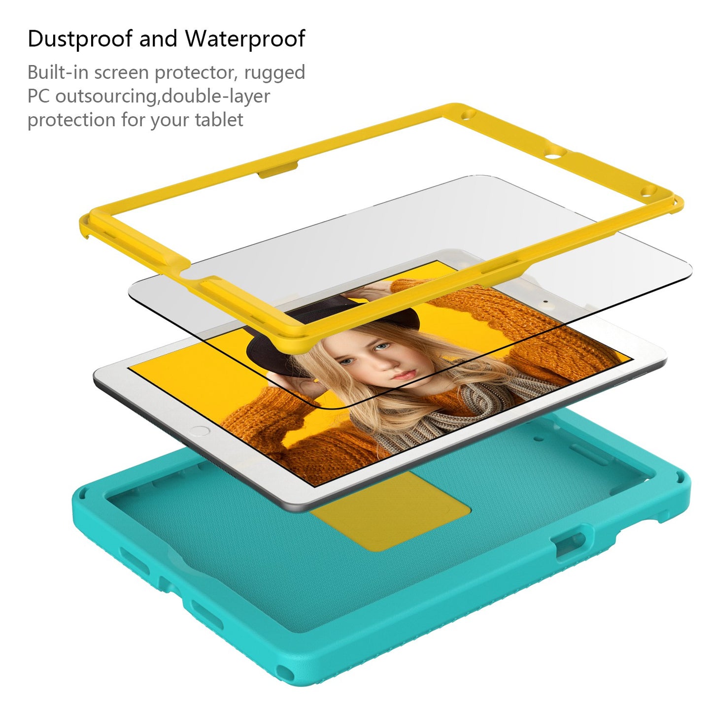 For iPad 10.2 (2019) / (2021) / (2020)  /  Air 10.5 inch (2019) Anti-scratch EVA Case with Shoulder Strap / Waterproof Screen Protector Shockproof Cover Portable Tablet Case