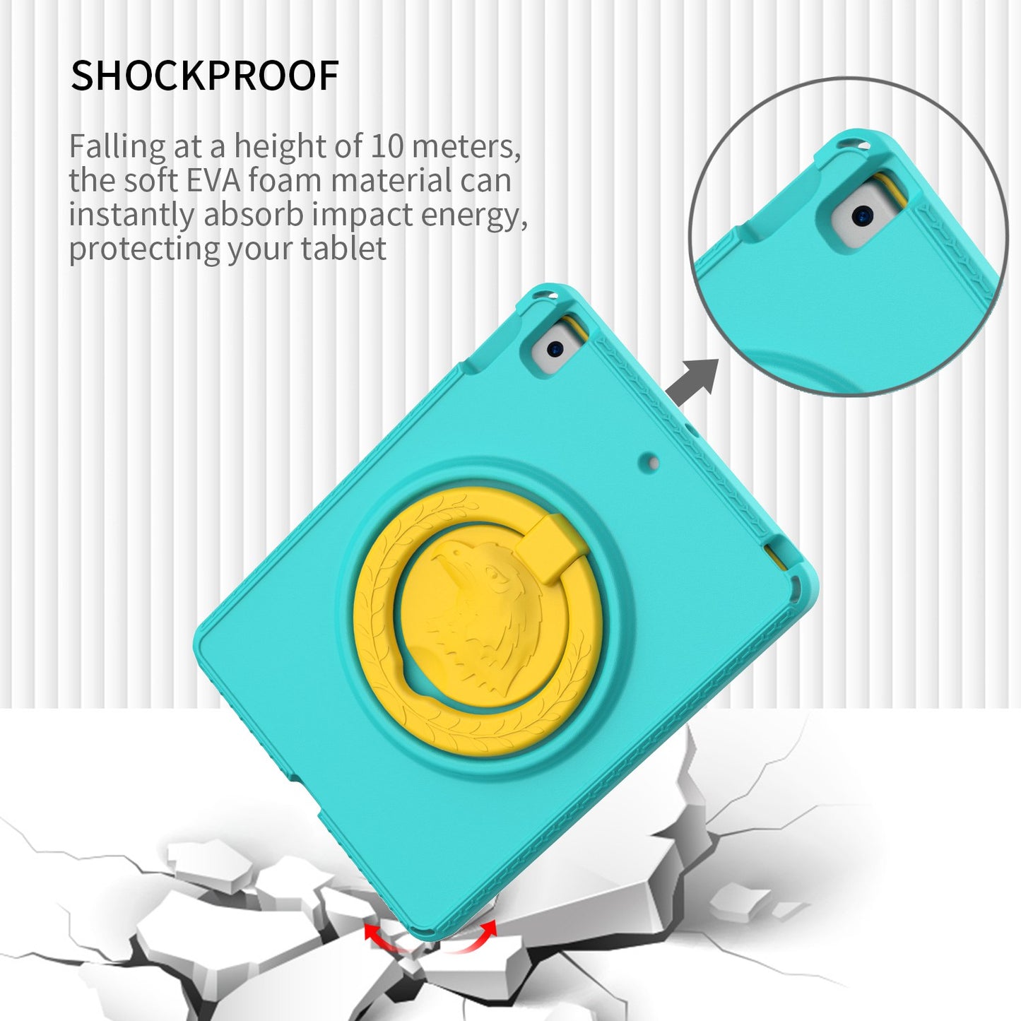 For iPad 10.2 (2019) / (2021) / (2020)  /  Air 10.5 inch (2019) Anti-scratch EVA Case with Shoulder Strap / Waterproof Screen Protector Shockproof Cover Portable Tablet Case