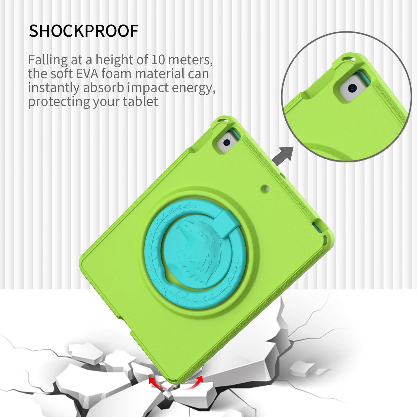 For iPad 10.2 (2019) / (2021) / (2020)  /  Air 10.5 inch (2019) Anti-scratch EVA Case with Shoulder Strap / Waterproof Screen Protector Shockproof Cover Portable Tablet Case