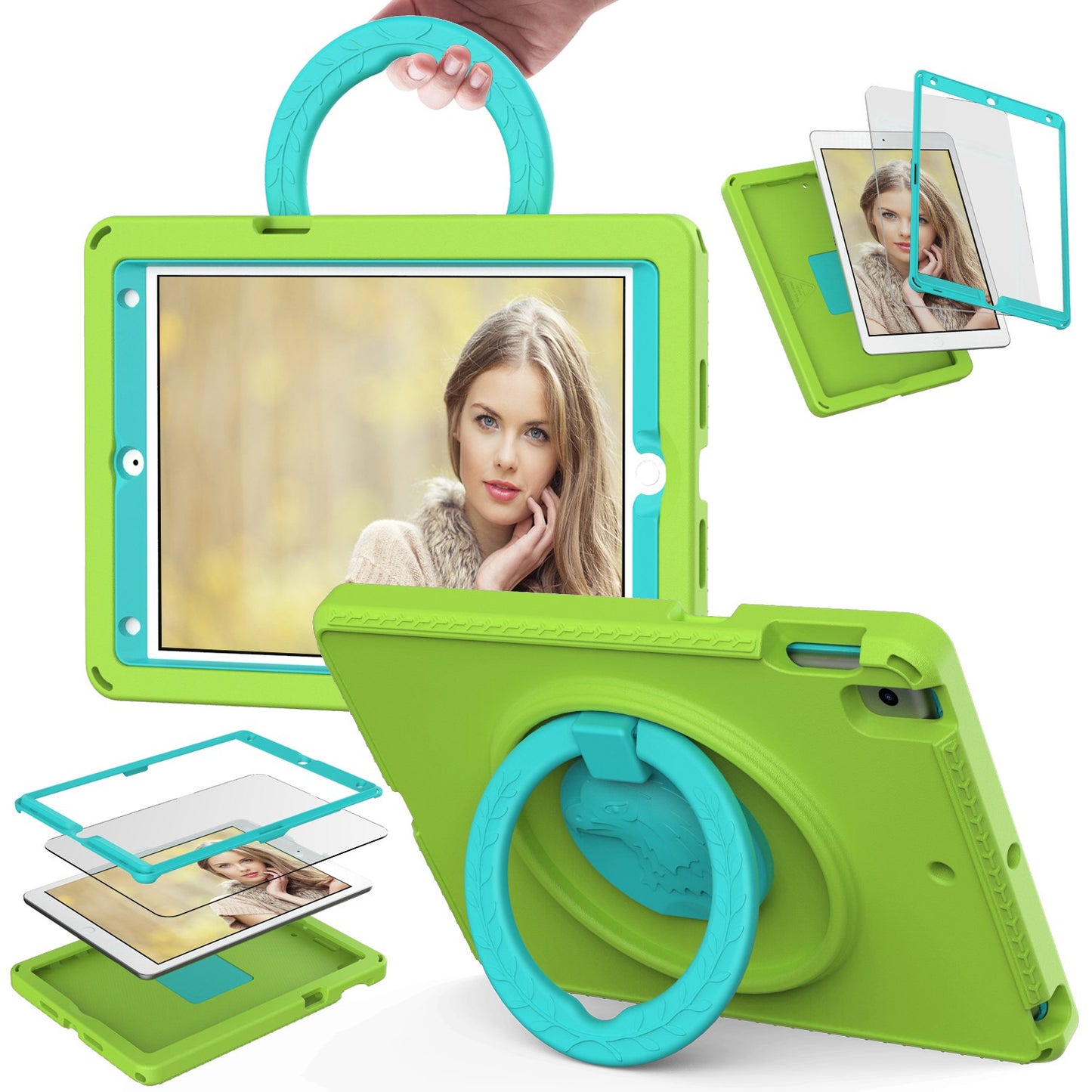 For iPad 10.2 (2019) / (2021) / (2020)  /  Air 10.5 inch (2019) Anti-scratch EVA Case with Shoulder Strap / Waterproof Screen Protector Shockproof Cover Portable Tablet Case