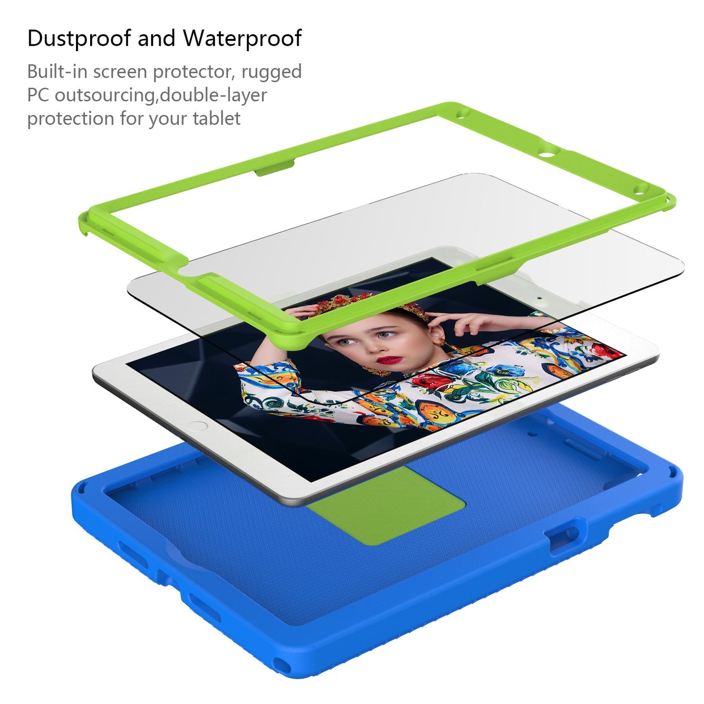 For iPad 10.2 (2019) / (2021) / (2020)  /  Air 10.5 inch (2019) Anti-scratch EVA Case with Shoulder Strap / Waterproof Screen Protector Shockproof Cover Portable Tablet Case