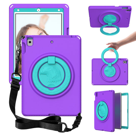 For iPad 10.2 (2019) / (2021) / (2020)  /  Air 10.5 inch (2019) Anti-scratch EVA Case with Shoulder Strap / Waterproof Screen Protector Shockproof Cover Portable Tablet Case