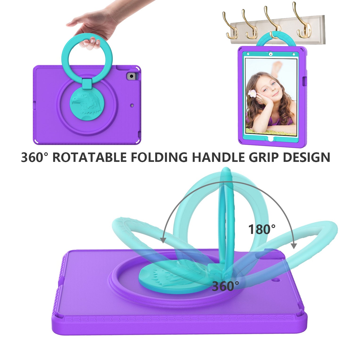 For iPad 10.2 (2019) / (2021) / (2020)  /  Air 10.5 inch (2019) Anti-scratch EVA Case with Shoulder Strap / Waterproof Screen Protector Shockproof Cover Portable Tablet Case