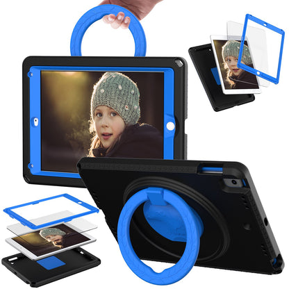 For iPad Air (2013) / Air 2  /  9.7-inch (2017) / (2018) EVA Shockproof Case with Shoulder Strap / Waterproof Screen Protector Anti-Scratch Cover Portable Tablet Case
