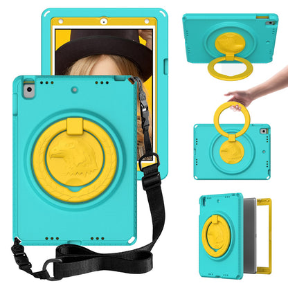 For iPad Air (2013) / Air 2  /  9.7-inch (2017) / (2018) EVA Shockproof Case with Shoulder Strap / Waterproof Screen Protector Anti-Scratch Cover Portable Tablet Case