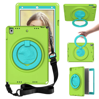 For iPad Air (2013) / Air 2  /  9.7-inch (2017) / (2018) EVA Shockproof Case with Shoulder Strap / Waterproof Screen Protector Anti-Scratch Cover Portable Tablet Case