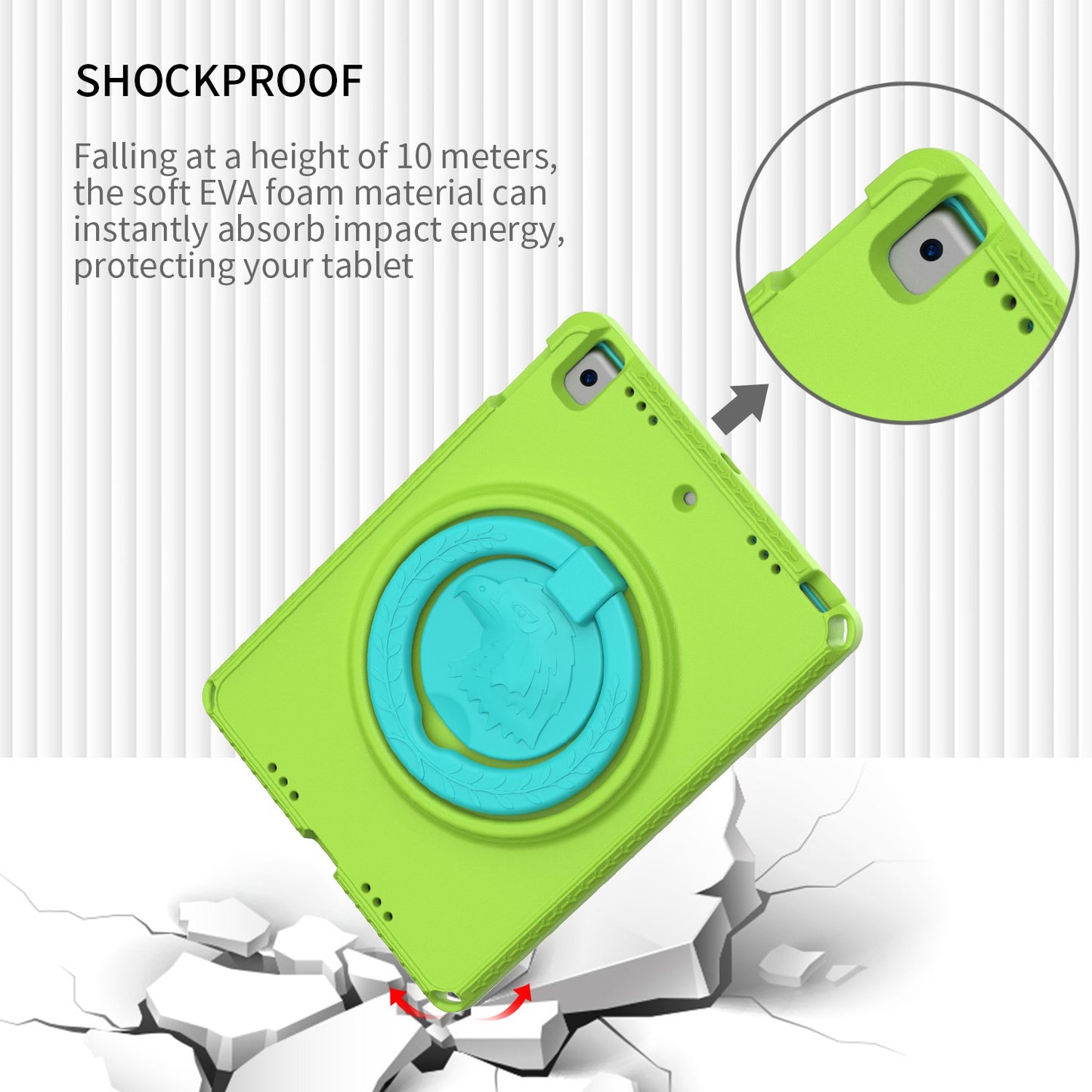 For iPad Air (2013) / Air 2  /  9.7-inch (2017) / (2018) EVA Shockproof Case with Shoulder Strap / Waterproof Screen Protector Anti-Scratch Cover Portable Tablet Case