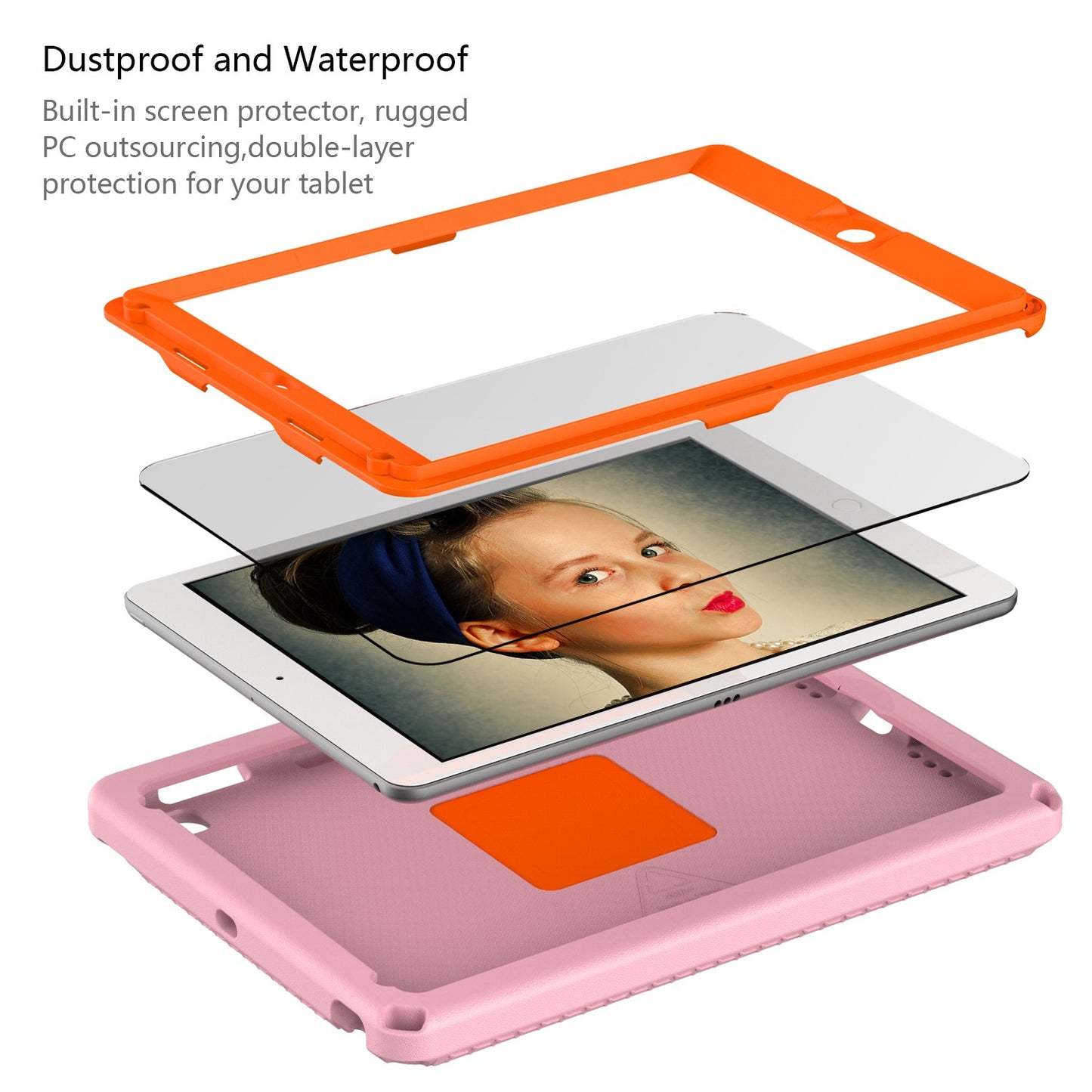 For iPad Air (2013) / Air 2  /  9.7-inch (2017) / (2018) EVA Shockproof Case with Shoulder Strap / Waterproof Screen Protector Anti-Scratch Cover Portable Tablet Case