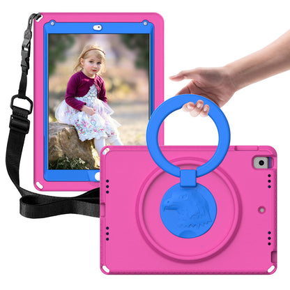For iPad Air (2013) / Air 2  /  9.7-inch (2017) / (2018) EVA Shockproof Case with Shoulder Strap / Waterproof Screen Protector Anti-Scratch Cover Portable Tablet Case
