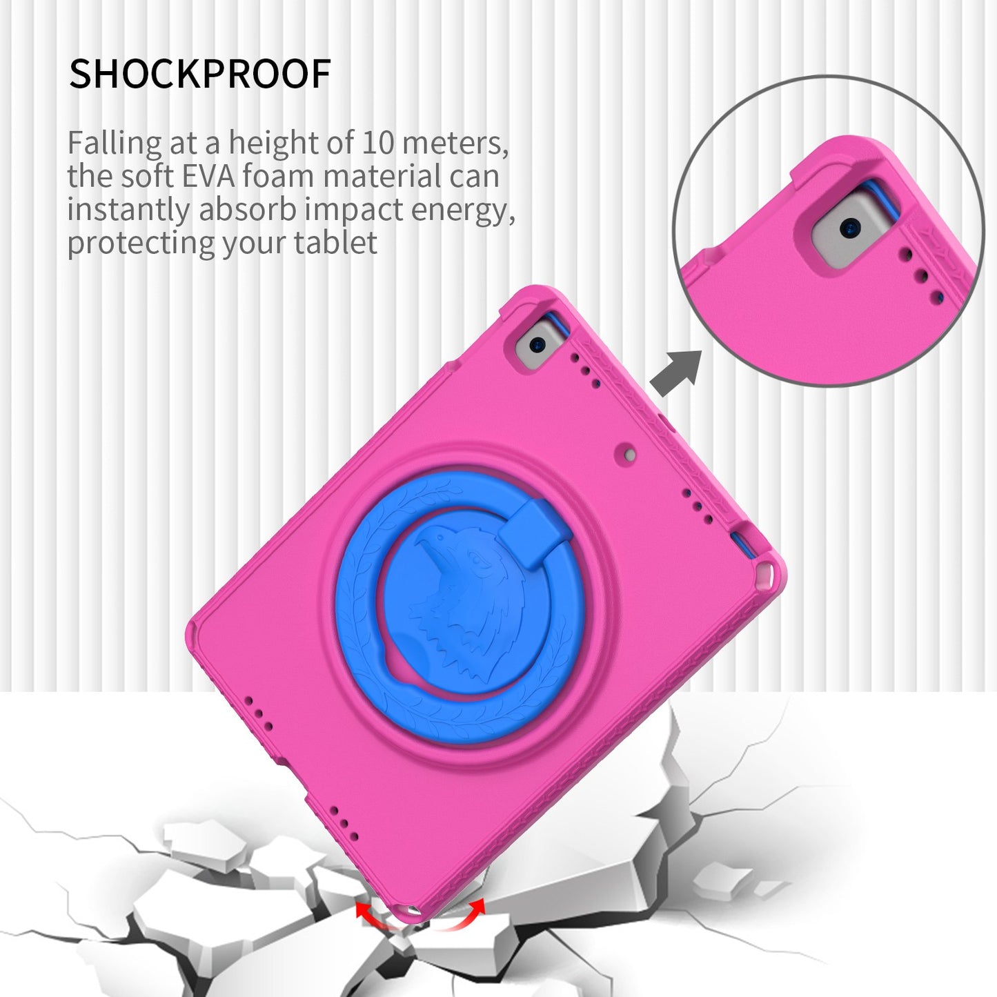 For iPad Air (2013) / Air 2  /  9.7-inch (2017) / (2018) EVA Shockproof Case with Shoulder Strap / Waterproof Screen Protector Anti-Scratch Cover Portable Tablet Case