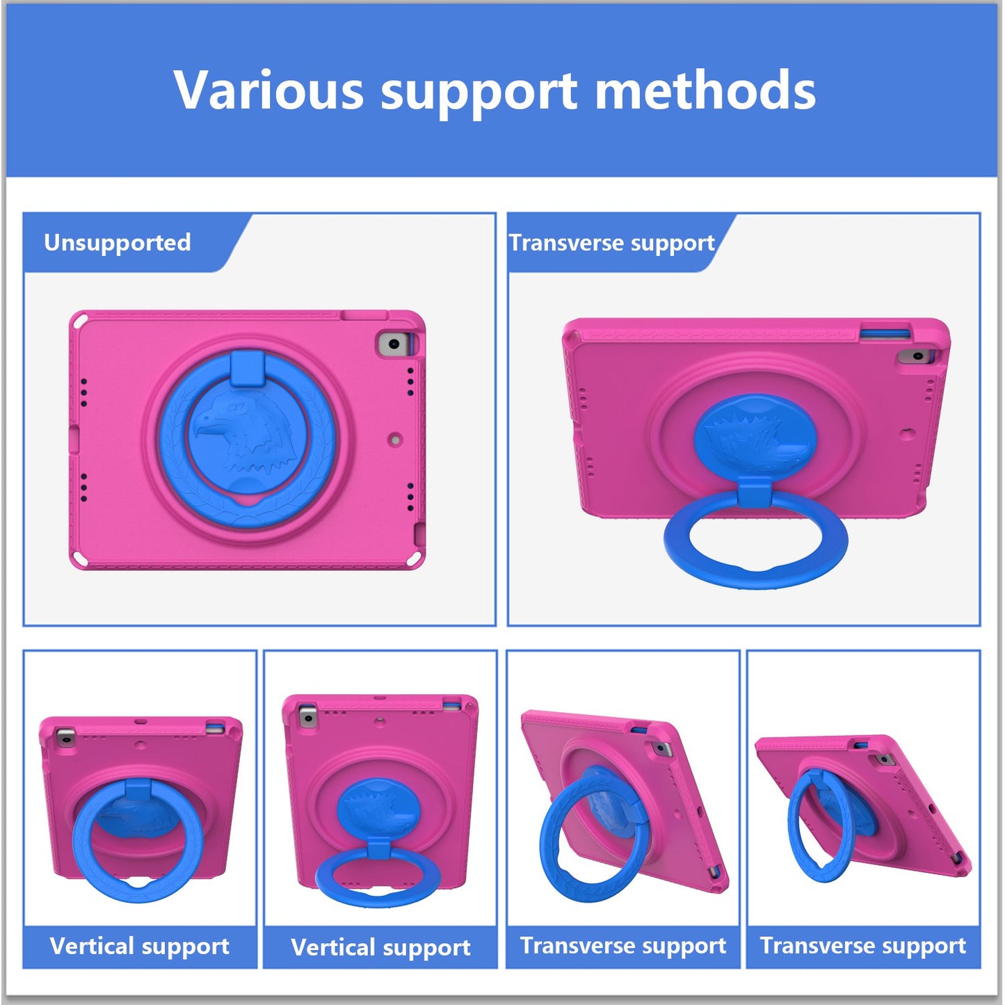 For iPad Air (2013) / Air 2  /  9.7-inch (2017) / (2018) EVA Shockproof Case with Shoulder Strap / Waterproof Screen Protector Anti-Scratch Cover Portable Tablet Case