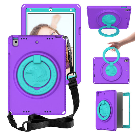 For iPad Air (2013) / Air 2  /  9.7-inch (2017) / (2018) EVA Shockproof Case with Shoulder Strap / Waterproof Screen Protector Anti-Scratch Cover Portable Tablet Case