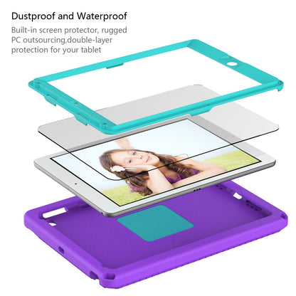 For iPad Air (2013) / Air 2  /  9.7-inch (2017) / (2018) EVA Shockproof Case with Shoulder Strap / Waterproof Screen Protector Anti-Scratch Cover Portable Tablet Case