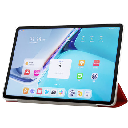 For Huawei MatePad Pro 11 (2022) Silk Texture Protective Case PU Leather Tri-fold Stand Folio Cover
