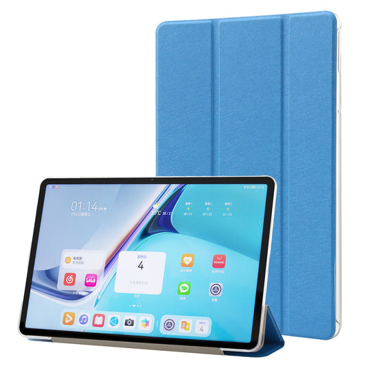 For Huawei MatePad Pro 11 (2022) Silk Texture Protective Case PU Leather Tri-fold Stand Folio Cover