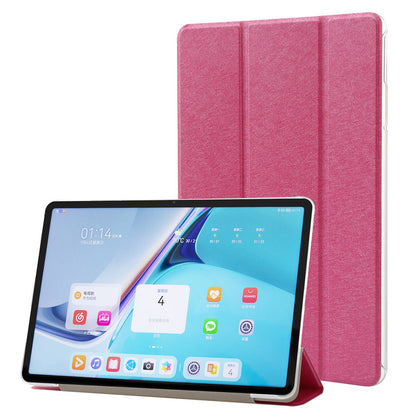 For Huawei MatePad Pro 11 (2022) Silk Texture Protective Case PU Leather Tri-fold Stand Folio Cover