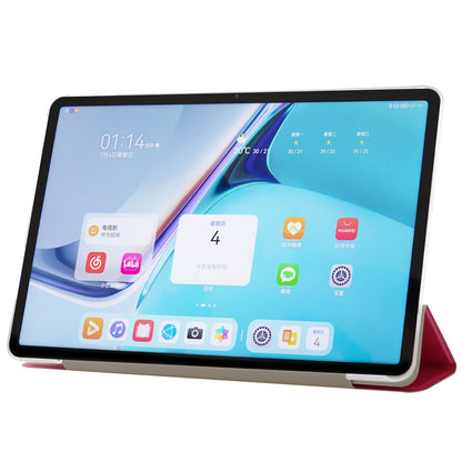 For Huawei MatePad Pro 11 (2022) Silk Texture Protective Case PU Leather Tri-fold Stand Folio Cover