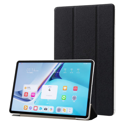 For Huawei MatePad Pro 11 (2022) Silk Texture Protective Case PU Leather Tri-fold Stand Folio Cover