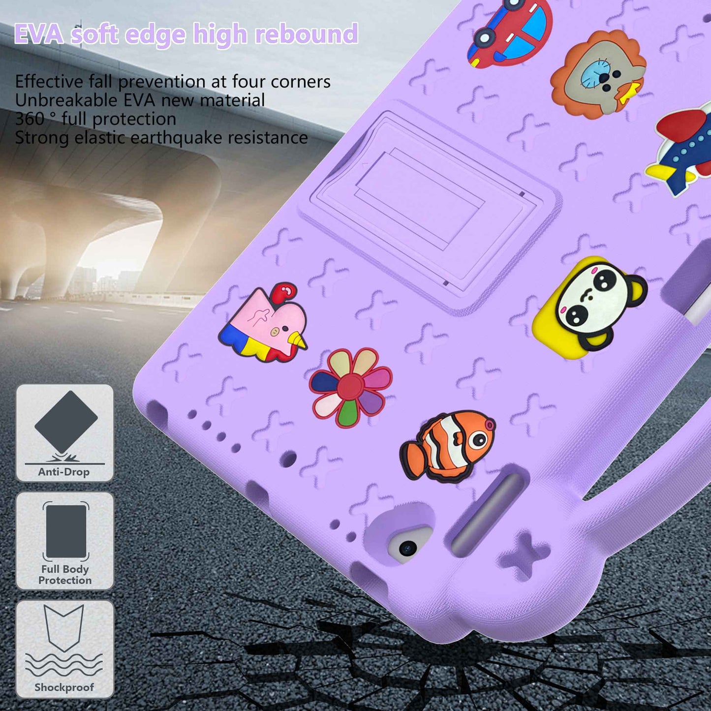 For iPad Air 2 / Air (2013)  /  9.7-inch (2017) / (2018) Anti-Scratch EVA Case Protective Tablet Cover Portable Case with Kickstand