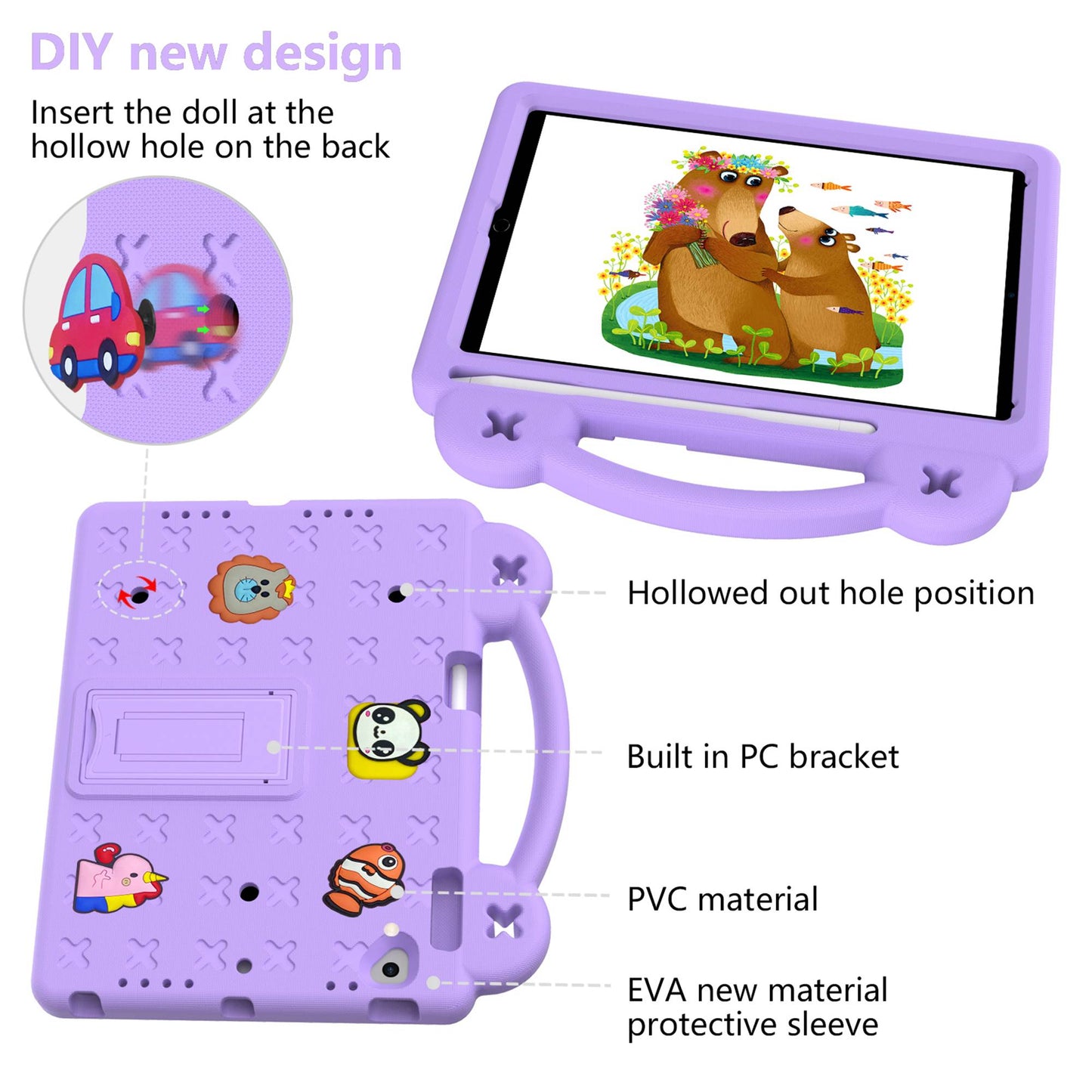 For iPad Air 2 / Air (2013)  /  9.7-inch (2017) / (2018) Anti-Scratch EVA Case Protective Tablet Cover Portable Case with Kickstand