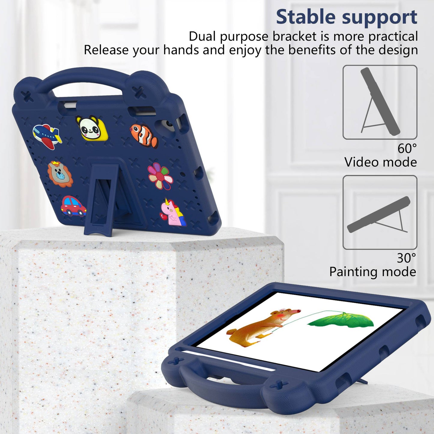 For iPad Air 2 / Air (2013)  /  9.7-inch (2017) / (2018) Anti-Scratch EVA Case Protective Tablet Cover Portable Case with Kickstand