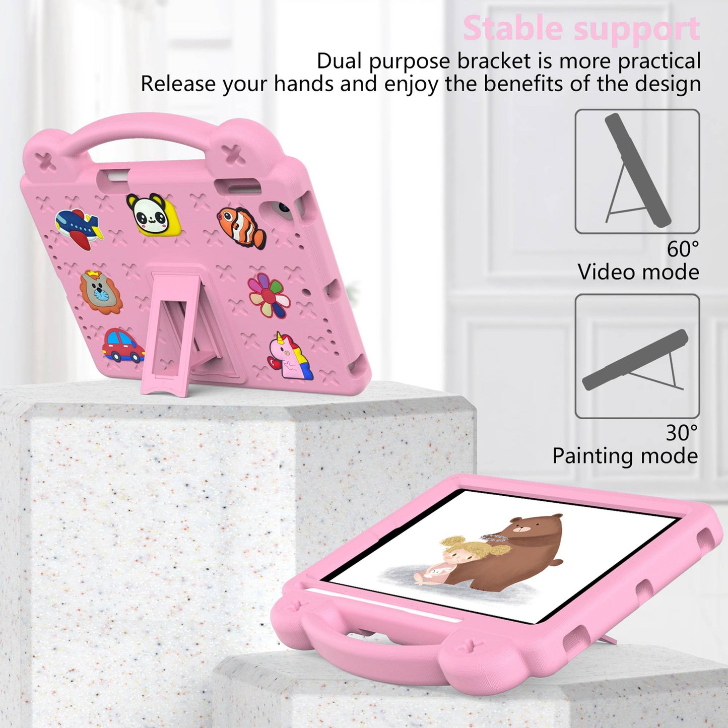 For iPad Air 2 / Air (2013)  /  9.7-inch (2017) / (2018) Anti-Scratch EVA Case Protective Tablet Cover Portable Case with Kickstand