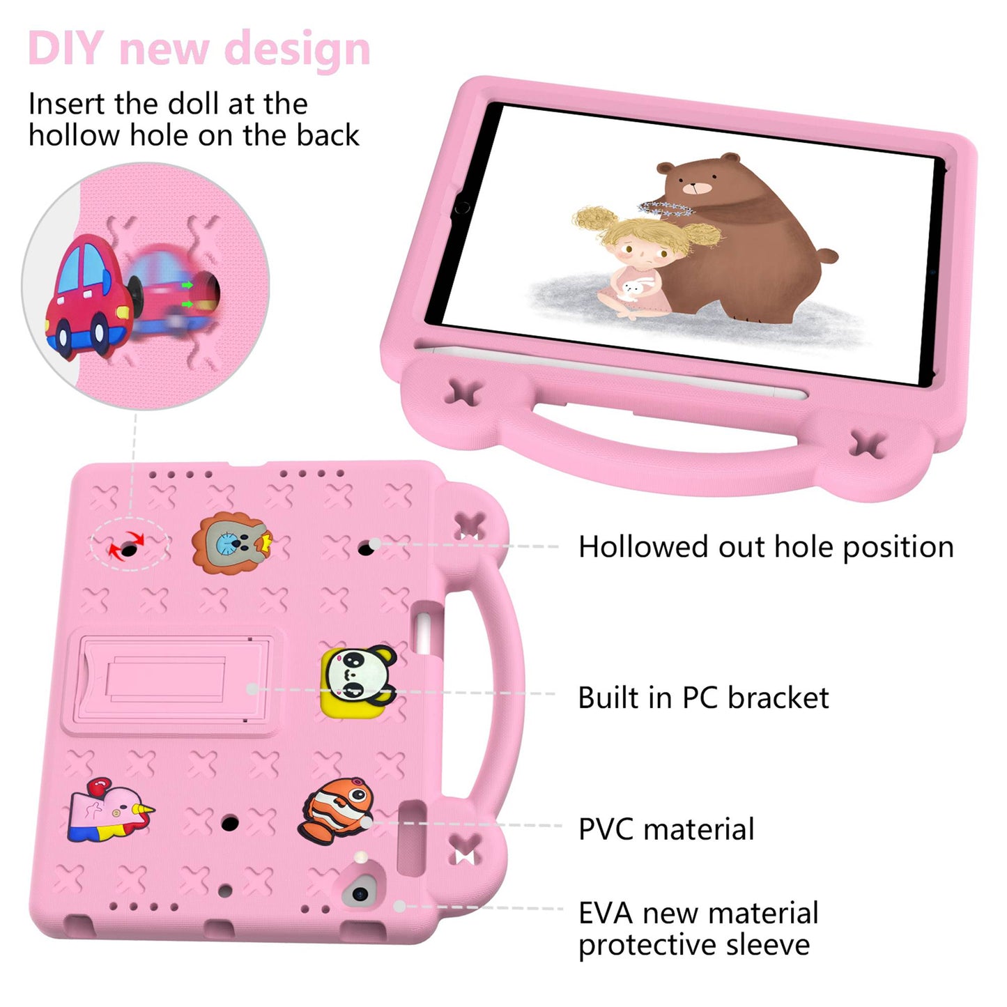 For iPad Air 2 / Air (2013)  /  9.7-inch (2017) / (2018) Anti-Scratch EVA Case Protective Tablet Cover Portable Case with Kickstand