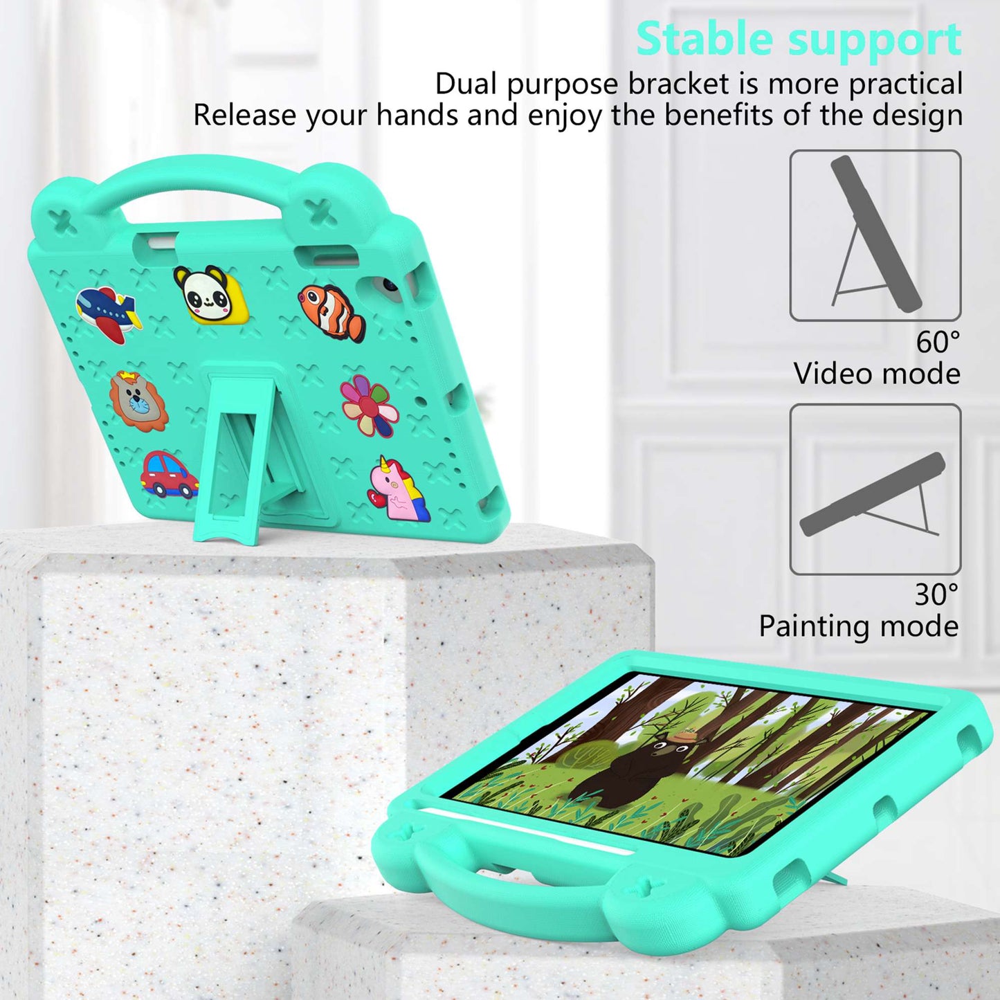 For iPad Air 2 / Air (2013)  /  9.7-inch (2017) / (2018) Anti-Scratch EVA Case Protective Tablet Cover Portable Case with Kickstand