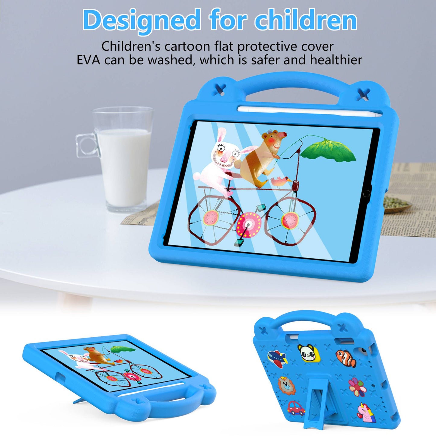 For iPad Air 2 / Air (2013)  /  9.7-inch (2017) / (2018) Anti-Scratch EVA Case Protective Tablet Cover Portable Case with Kickstand
