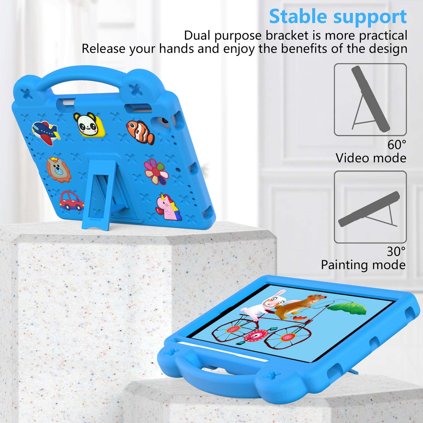 For iPad Air 2 / Air (2013)  /  9.7-inch (2017) / (2018) Anti-Scratch EVA Case Protective Tablet Cover Portable Case with Kickstand