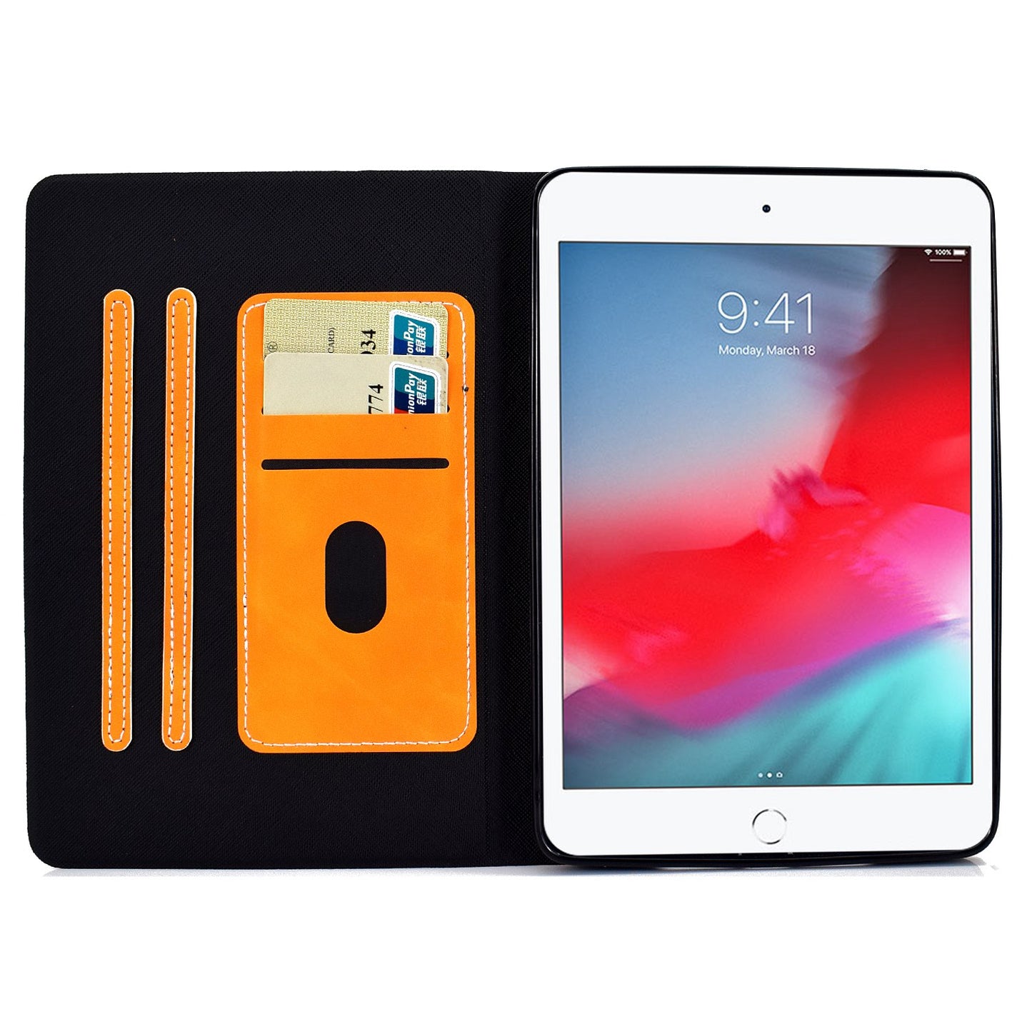 For iPad mini (2019) 7.9 inch / iPad mini 4 / 3 / 2 / 1 Cowhide Texture PU Leather Tablet Stand Case Card Holder Anti-scratch Cover
