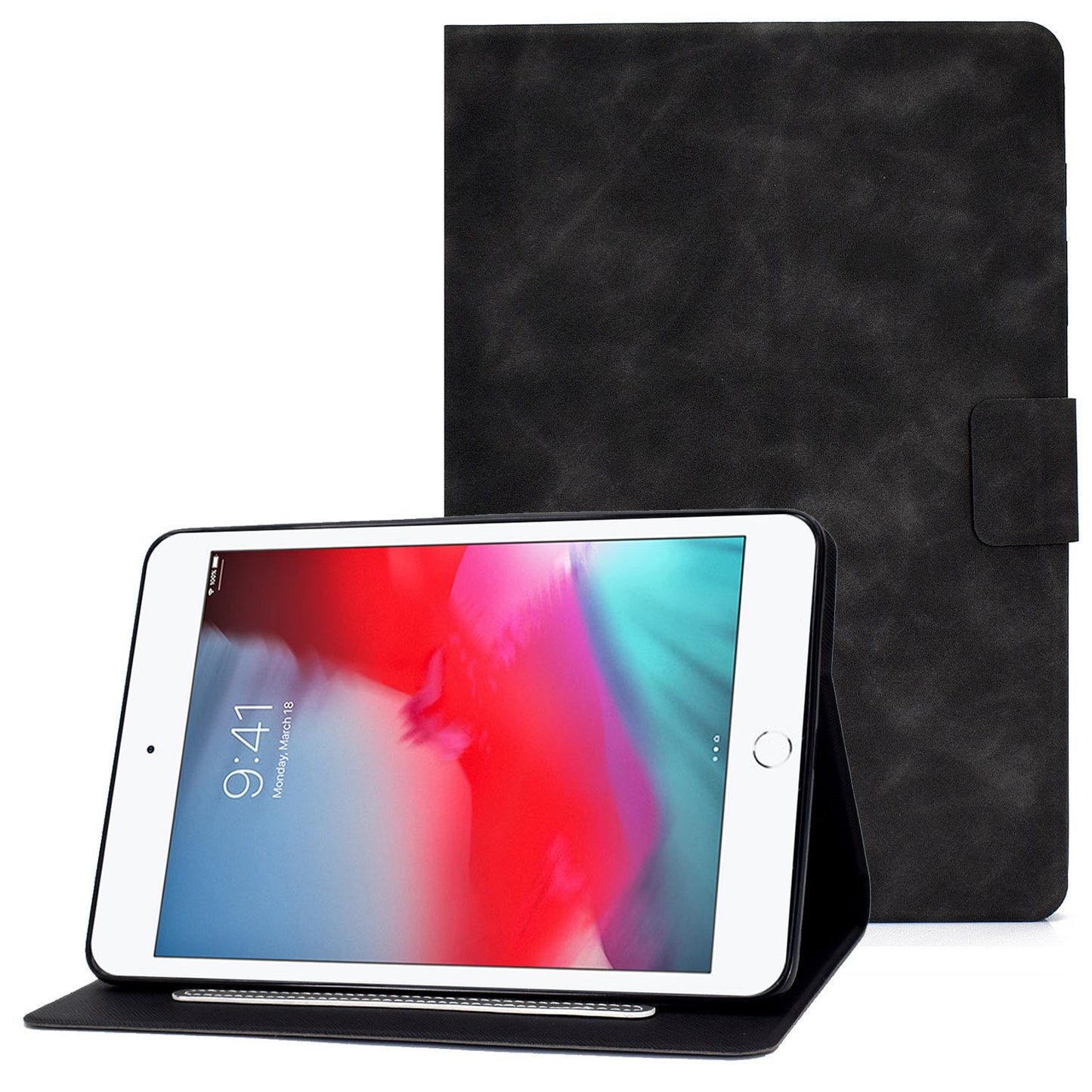 For iPad mini (2019) 7.9 inch / iPad mini 4 / 3 / 2 / 1 Cowhide Texture PU Leather Tablet Stand Case Card Holder Anti-scratch Cover