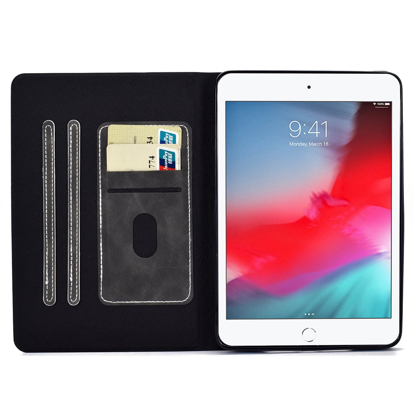For iPad mini (2019) 7.9 inch / iPad mini 4 / 3 / 2 / 1 Cowhide Texture PU Leather Tablet Stand Case Card Holder Anti-scratch Cover