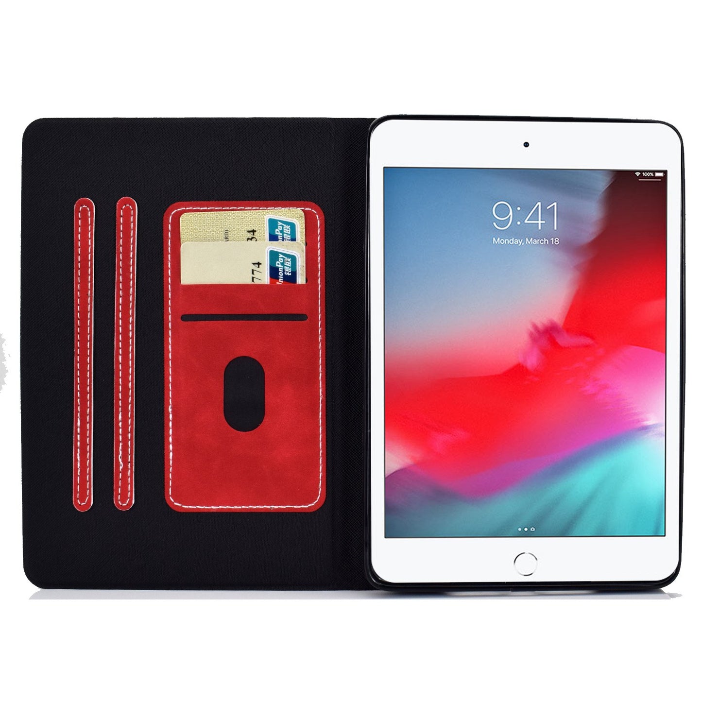 For iPad mini (2019) 7.9 inch / iPad mini 4 / 3 / 2 / 1 Cowhide Texture PU Leather Tablet Stand Case Card Holder Anti-scratch Cover