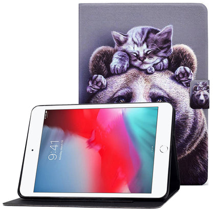 For iPad Mini 1 / 2 / 3 / 4 / mini (2019) 7.9 inch Pattern Printing Magnetic Flip Case PU Leather Folding Folio Stand Cover with Card Slots