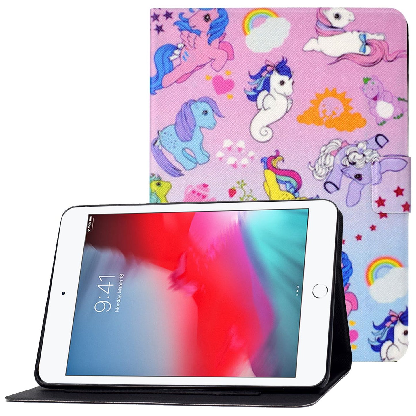 For iPad Mini 1 / 2 / 3 / 4 / mini (2019) 7.9 inch Pattern Printing Magnetic Flip Case PU Leather Folding Folio Stand Cover with Card Slots