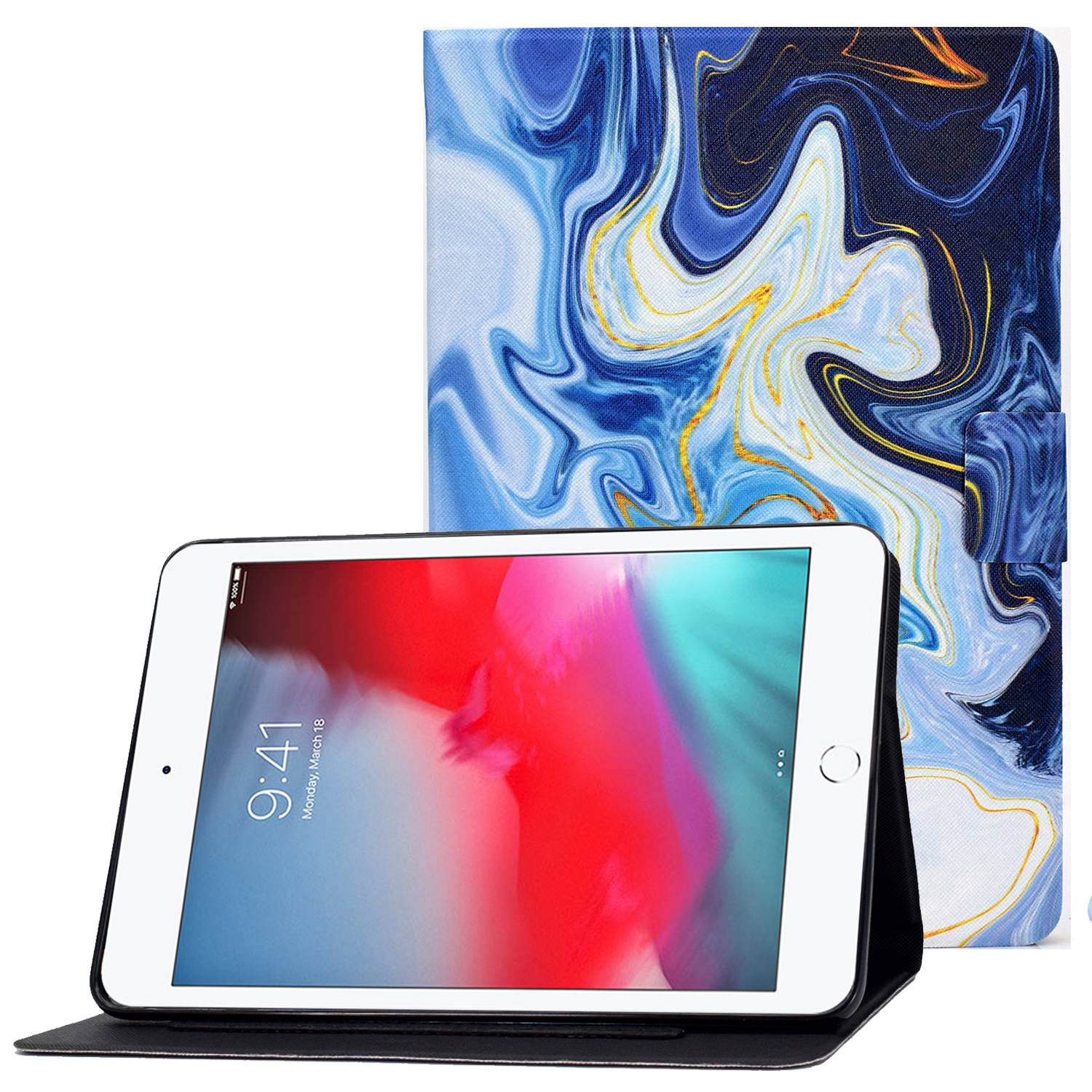 For iPad Mini 1 / 2 / 3 / 4 / mini (2019) 7.9 inch Pattern Printing Magnetic Flip Case PU Leather Folding Folio Stand Cover with Card Slots