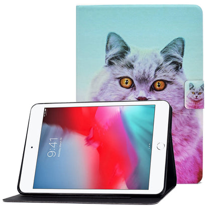 For iPad Mini 1 / 2 / 3 / 4 / mini (2019) 7.9 inch Pattern Printing Magnetic Flip Case PU Leather Folding Folio Stand Cover with Card Slots