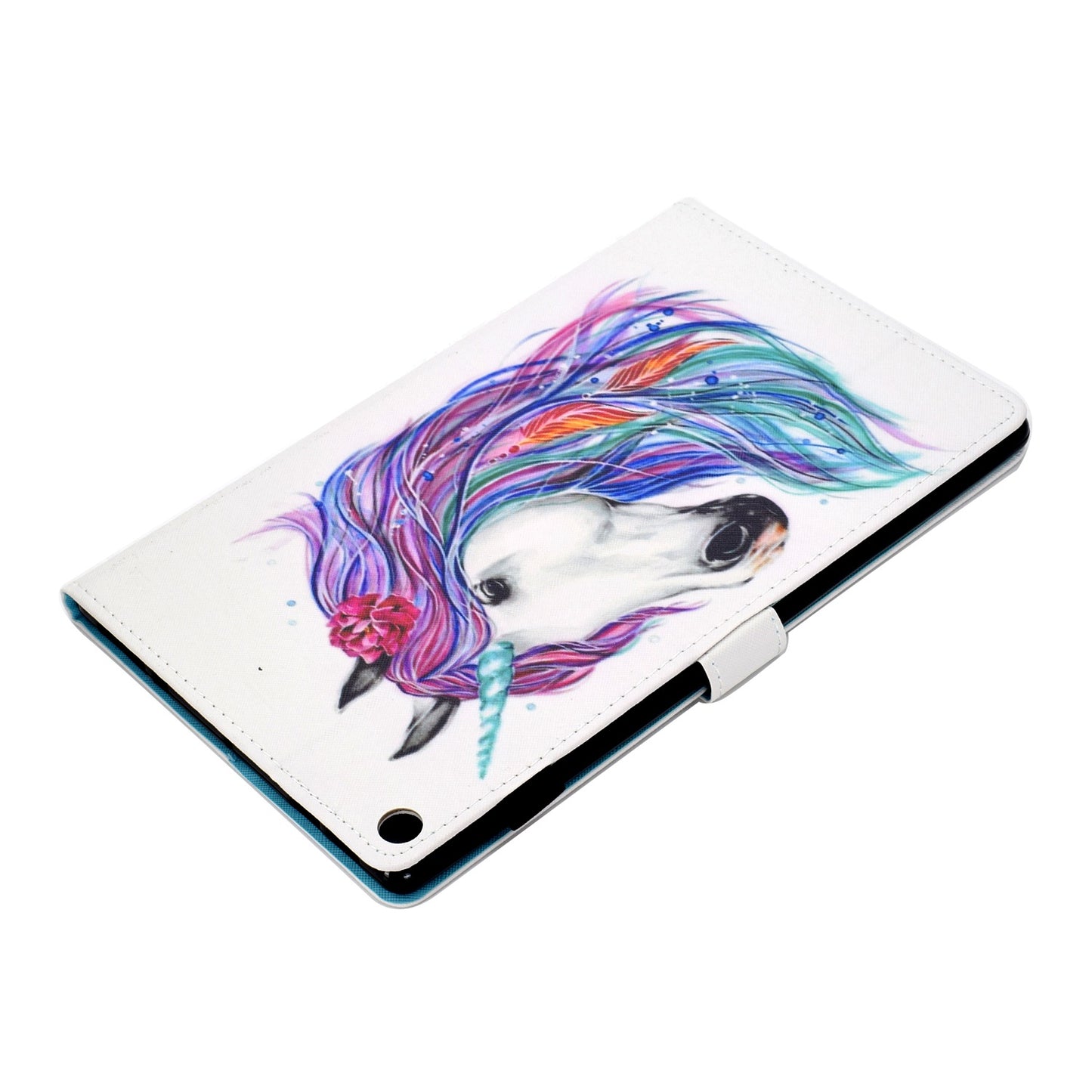 For Amazon Fire HD 10 (2015)  /  (2017)  /  (2019) Shockproof Case Stitched Leather Cover Pattern Printed Magnetic Closure Tablet Case with Stand  /  Card Slots