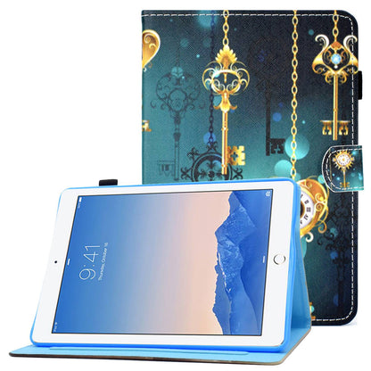 For iPad Air (2013) / Air 2 / iPad 9.7-inch (2017) / (2018) PU Leather Tablet Case Stitching Pattern Printing Stand Cover with Card Holder