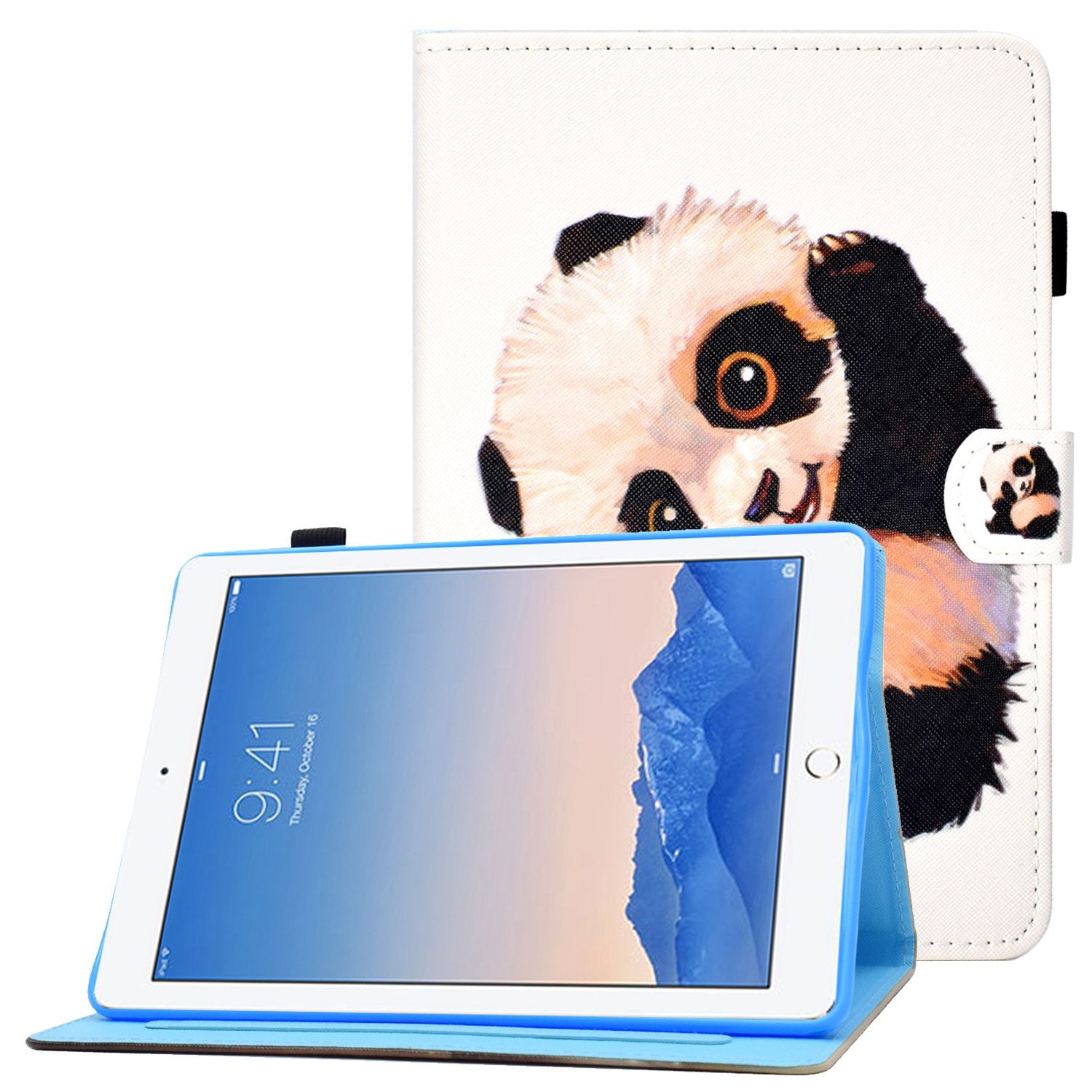 For iPad Air (2013) / Air 2 / iPad 9.7-inch (2017) / (2018) PU Leather Tablet Case Stitching Pattern Printing Stand Cover with Card Holder