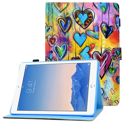 For iPad Air (2013) / Air 2 / iPad 9.7-inch (2017) / (2018) PU Leather Tablet Case Stitching Pattern Printing Stand Cover with Card Holder